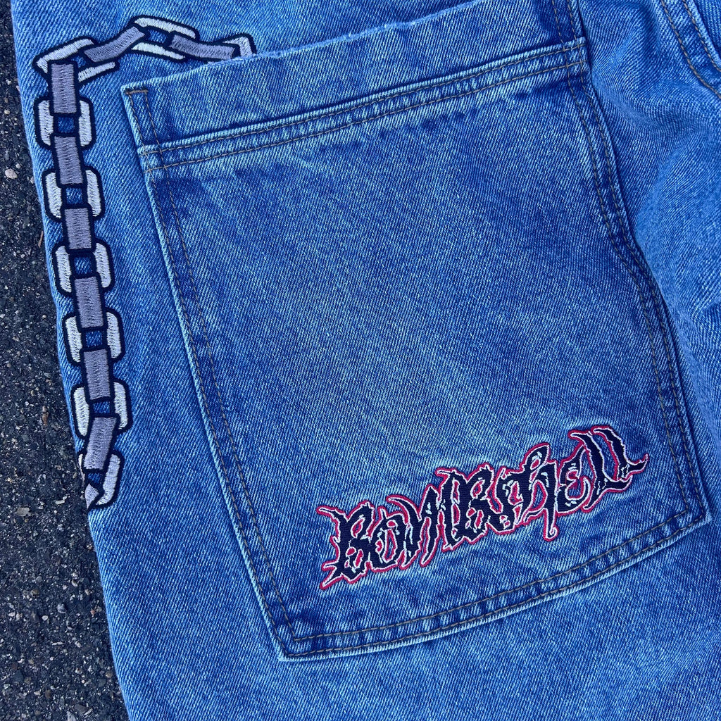 Bombshell Chains Jeans (Mid Wash)