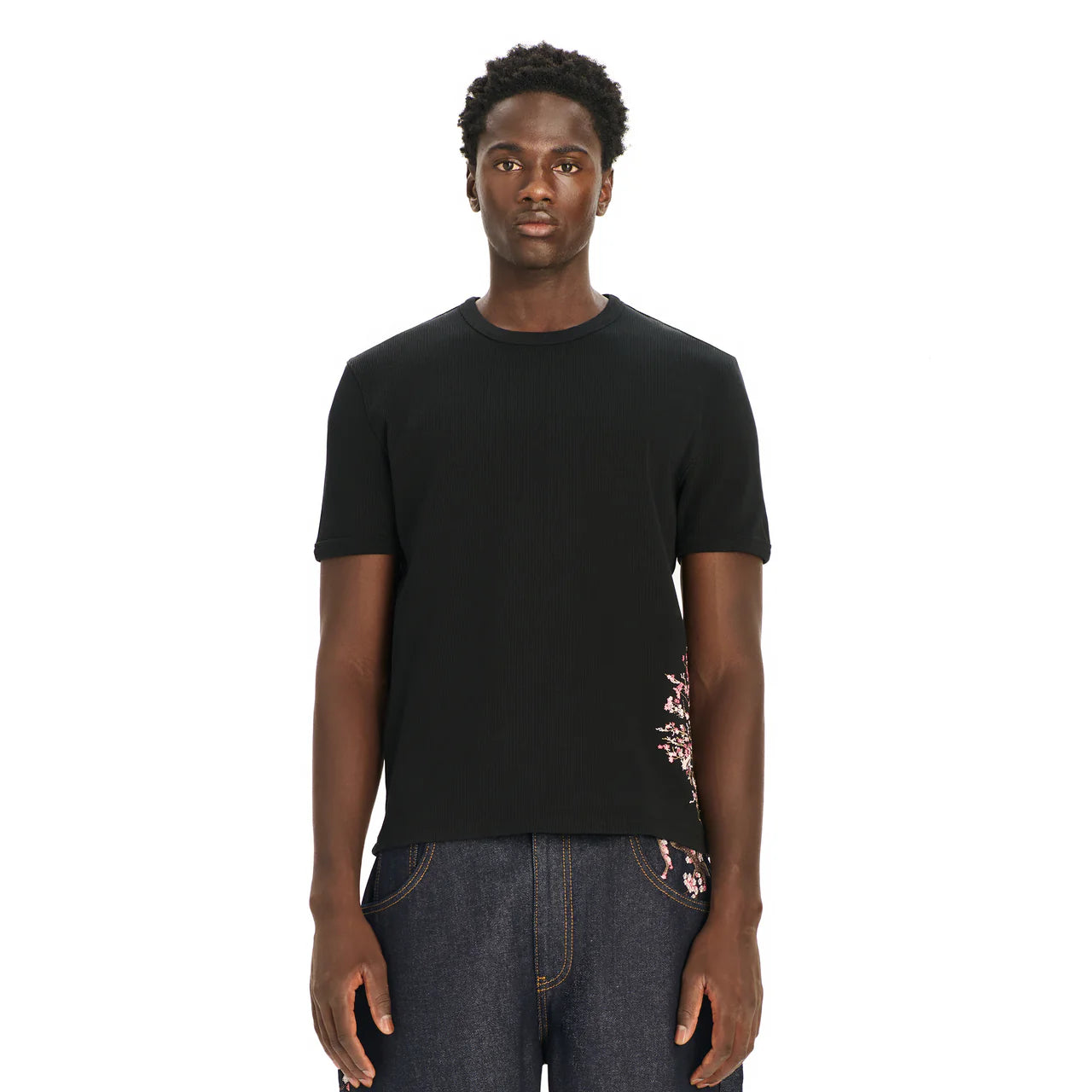 Blossom v3 ribbed T Shirt black